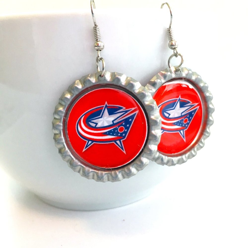 Columbus BLUE JACKETS Hockey Handmade Earrings *NEW*